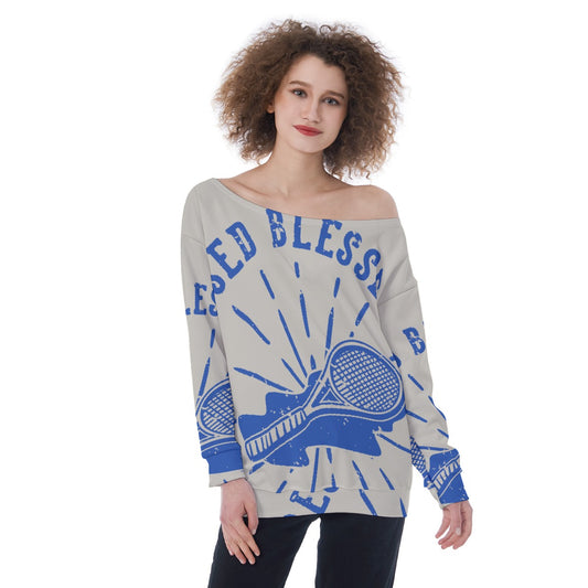 All-Over Print Oversized Women's Off-Shoulder Sweatshirt