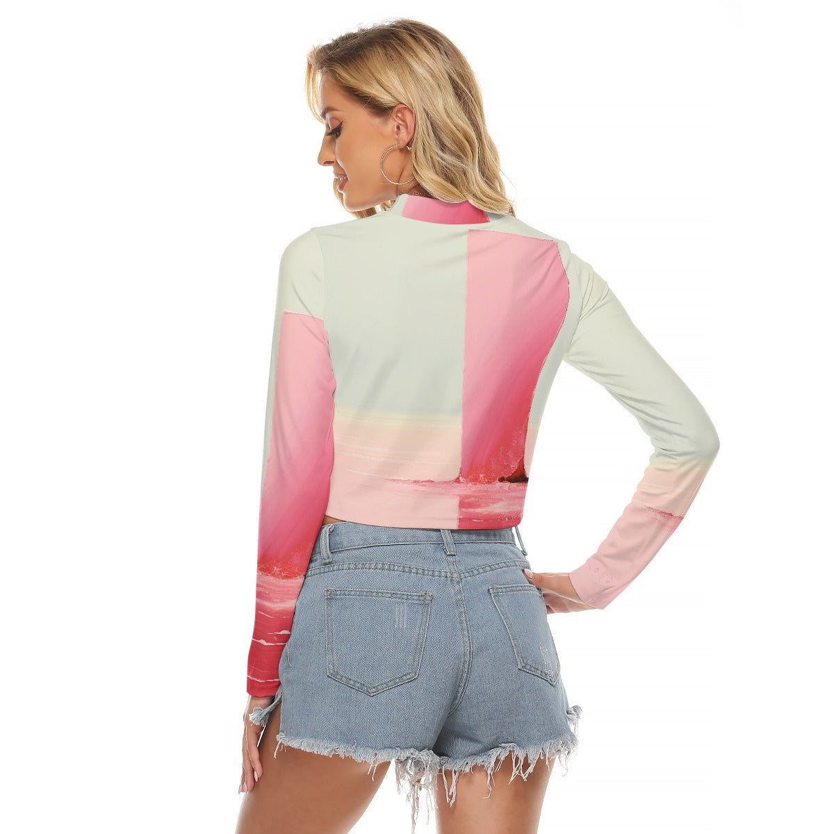 All-Over Print Women's Hollow Chest Keyhole Tight Crop Top