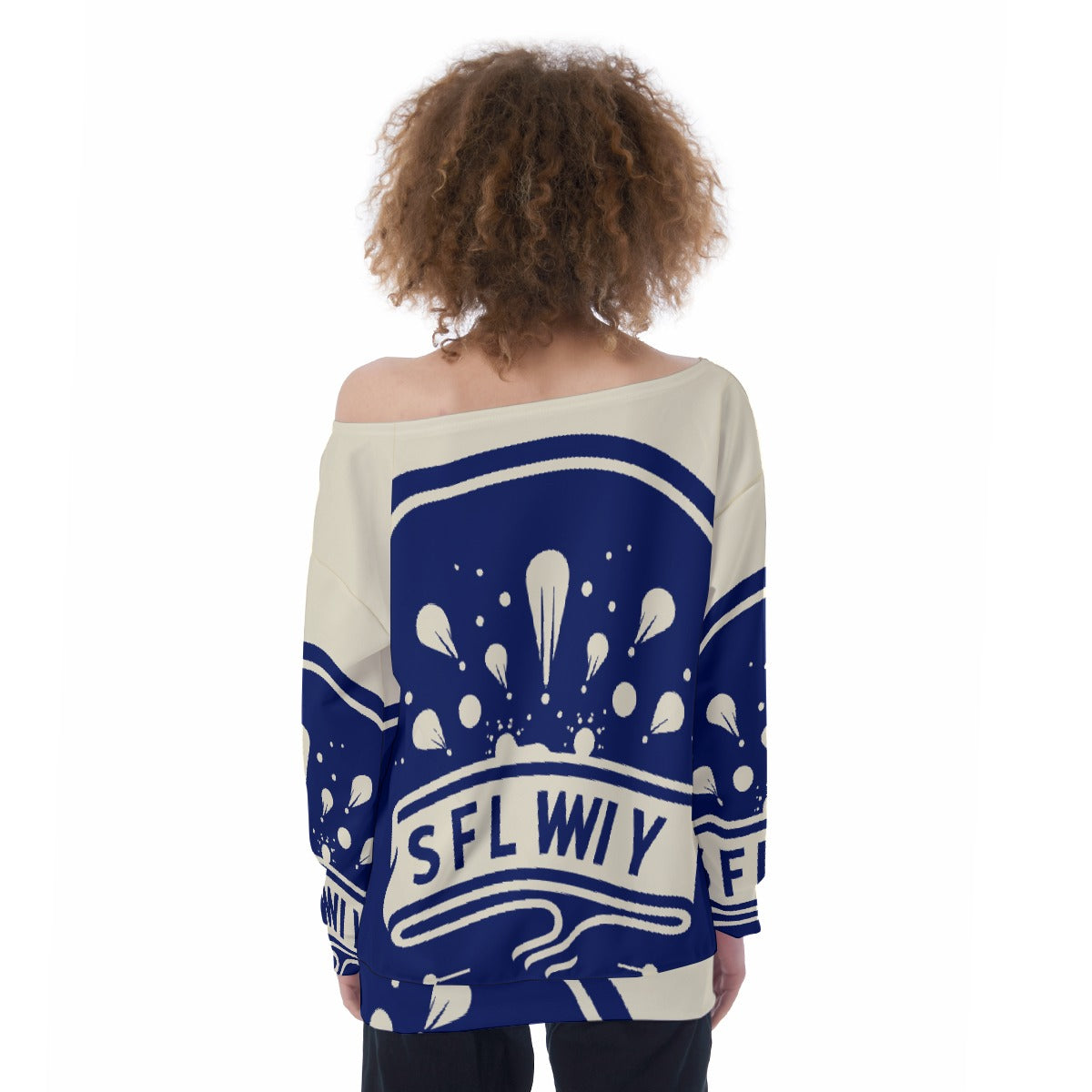 All-Over Print Oversized Women's Off-Shoulder Sweatshirt