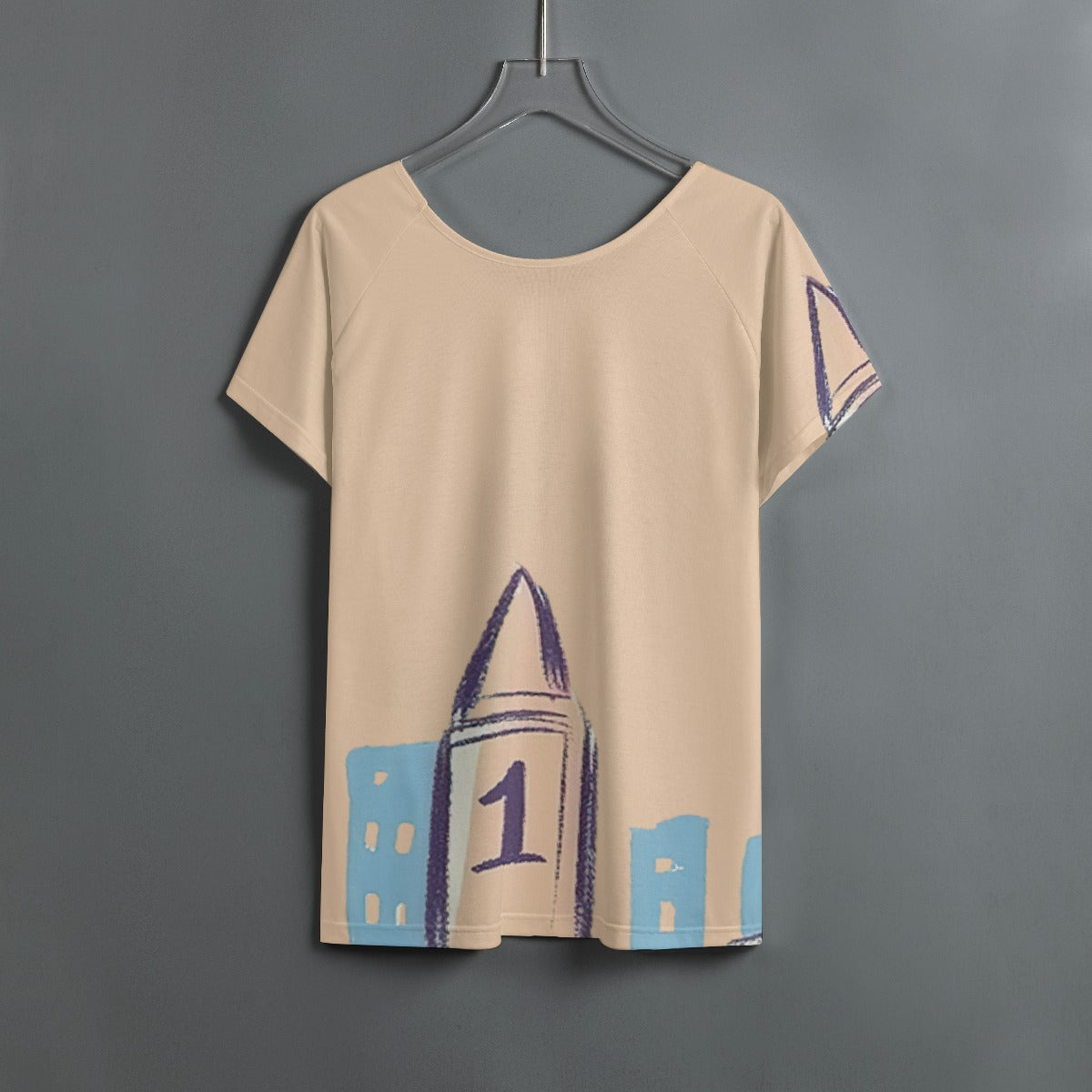 All-Over Print Women's Round Neck T-shirt With Raglan Sleeve