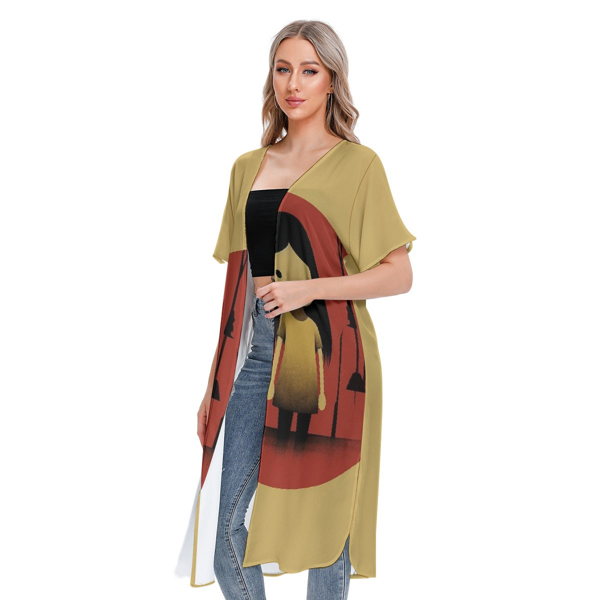 All-Over Print Women's Short Sleeve Cardigan