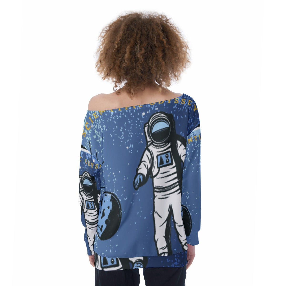All-Over Print Oversized Women's Off-Shoulder Sweatshirt