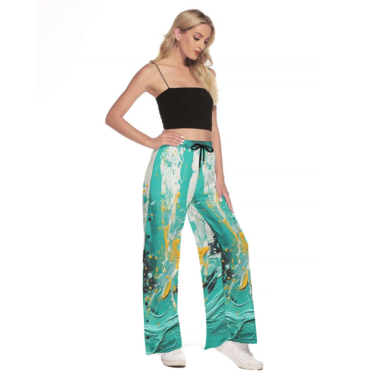 All-Over Print Women's Side Slit Snap Button Trousers