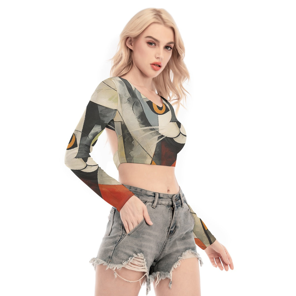 All-Over Print Women's Back Hollow T-shirt With Strap