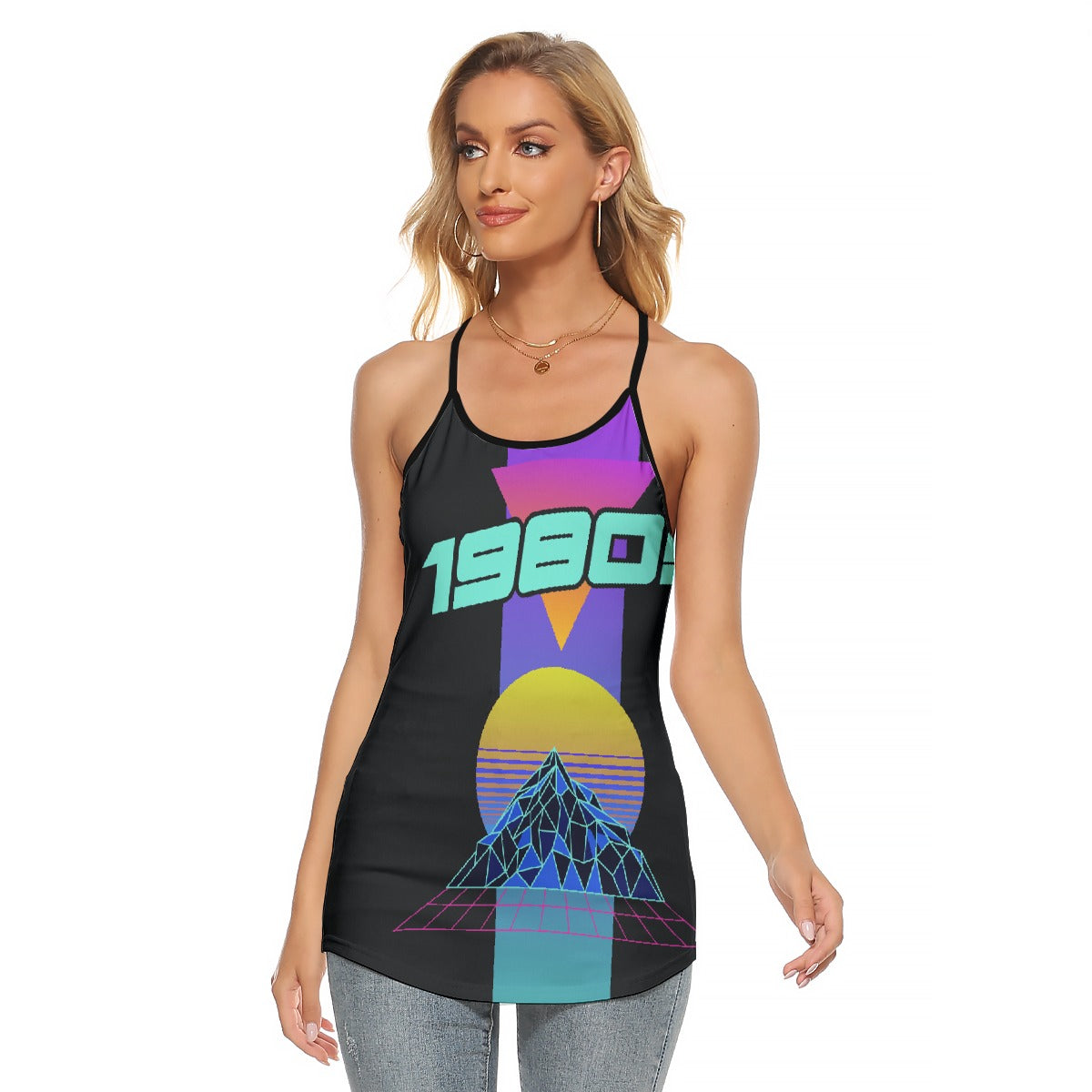 All-Over Print Women's Criss-Cross Open Back Tank Top