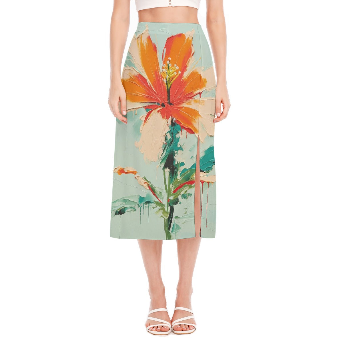 All-Over Print Women's High Slit Long Skirt