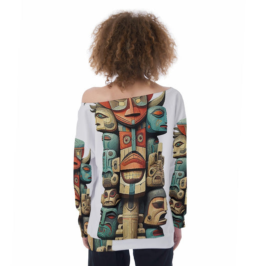 All-Over Print Oversized Women's Off-Shoulder Sweatshirt