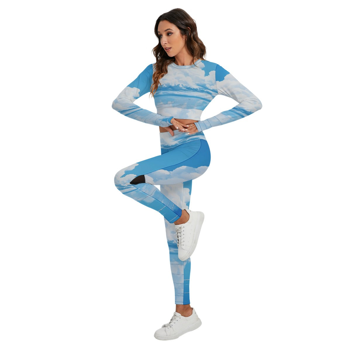 All-Over Print Women's Sport Set With Backless Top And Leggings