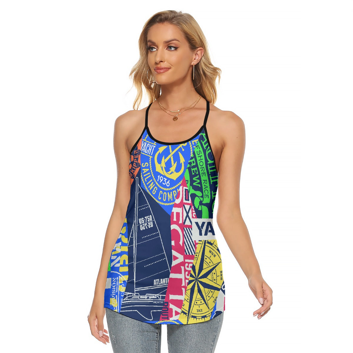 All-Over Print Women's Criss-Cross Open Back Tank Top