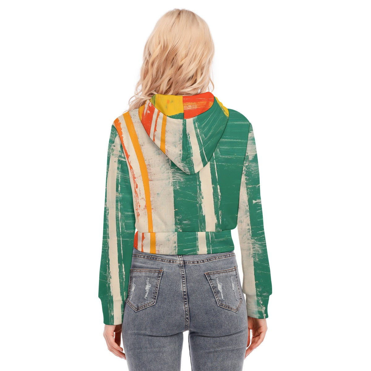 All-Over Print Women's Crop Top Hoodie With Zipper Closure