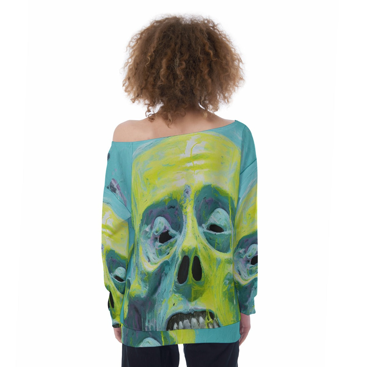 All-Over Print Oversized Women's Off-Shoulder Sweatshirt