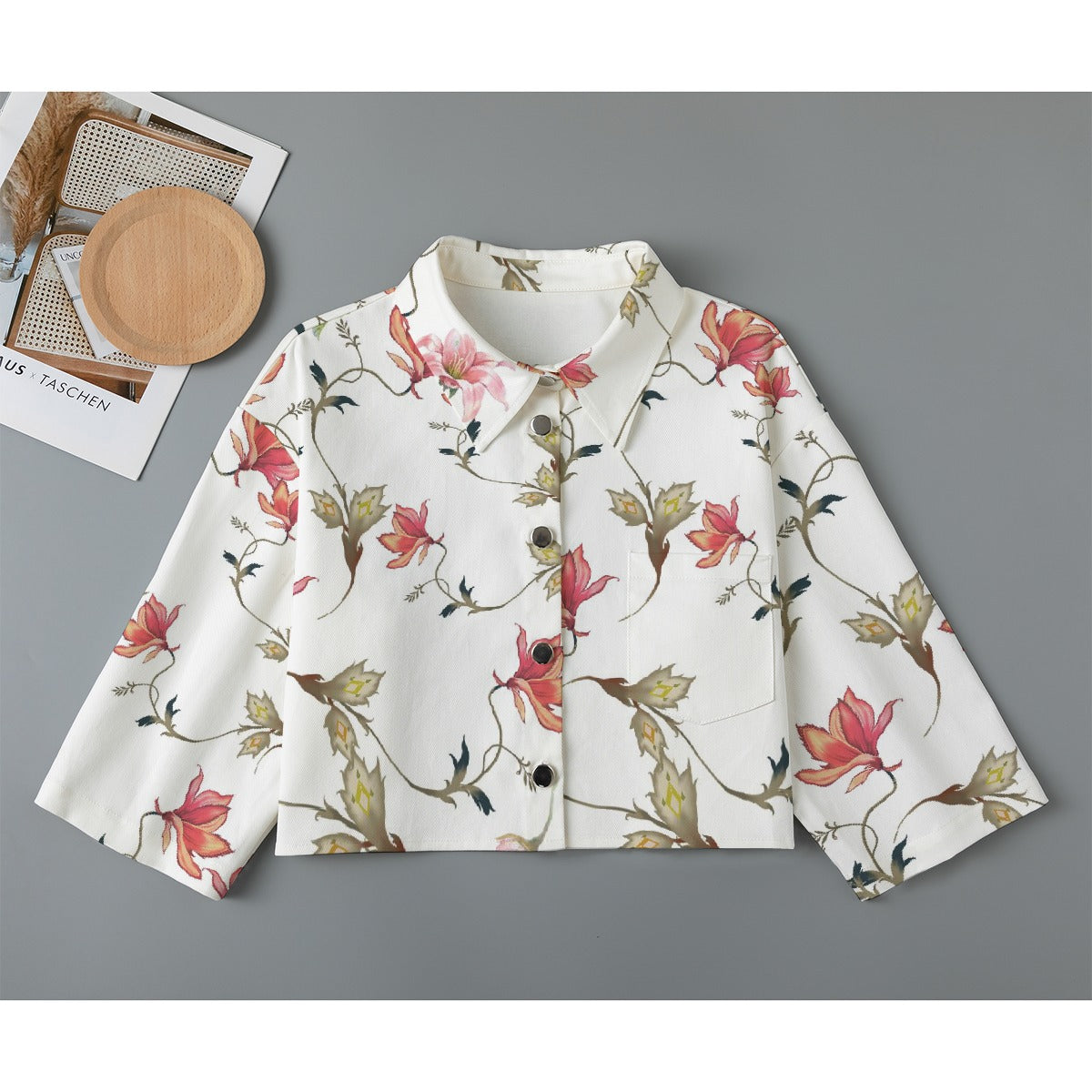 All-Over Print Women's Cropped Jacket | 245GSM Cotton