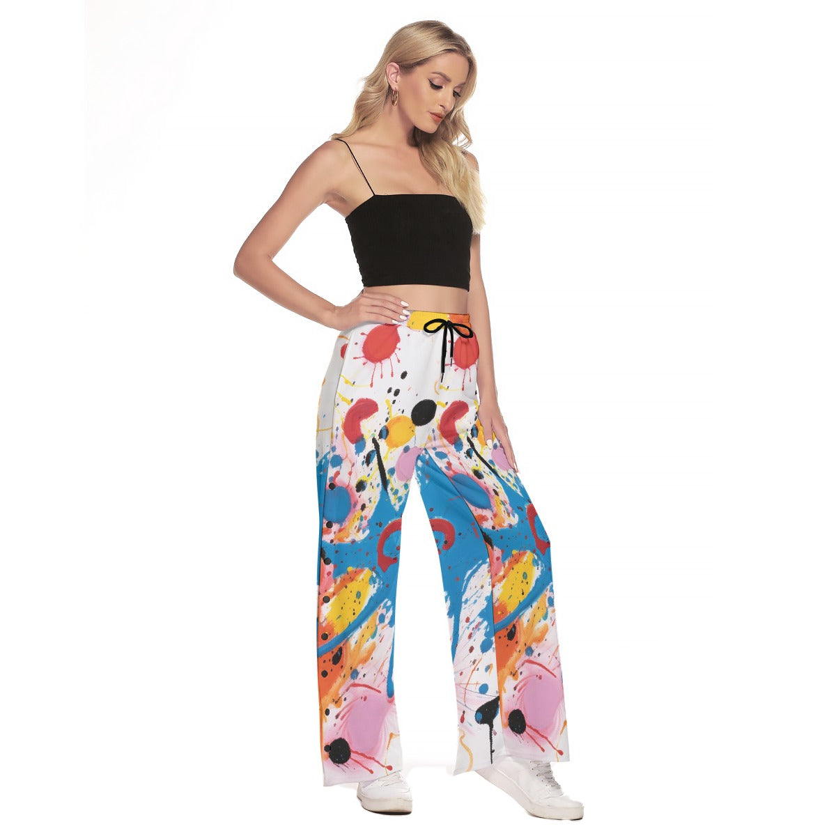 All-Over Print Women's Side Slit Snap Button Trousers