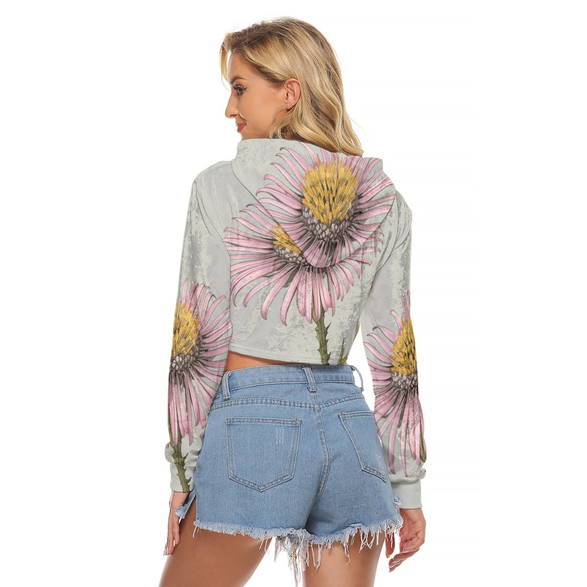 All-Over Print Women's Crop Top Hoodie|Velvet