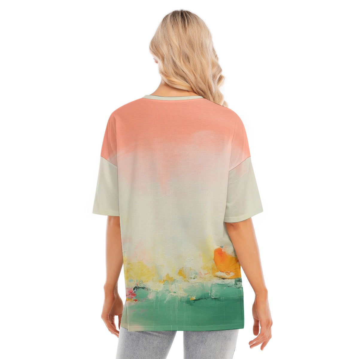 All-Over Print Women's Short Sleeves T-shirt With Hem Split