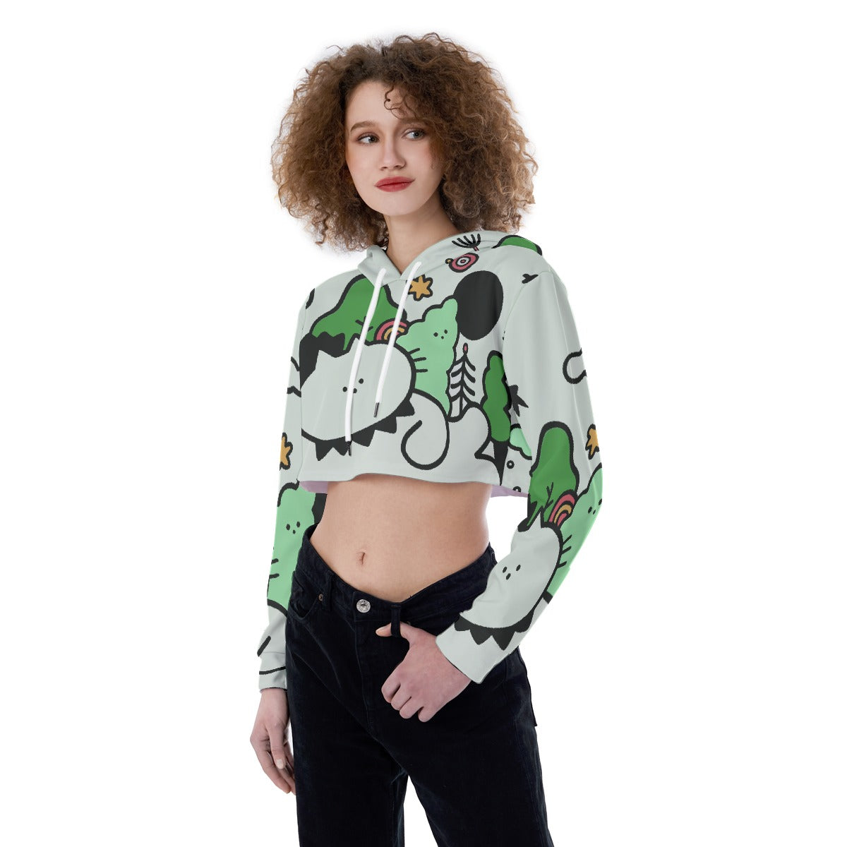 All-Over Print Women's Crop Top Hoodie