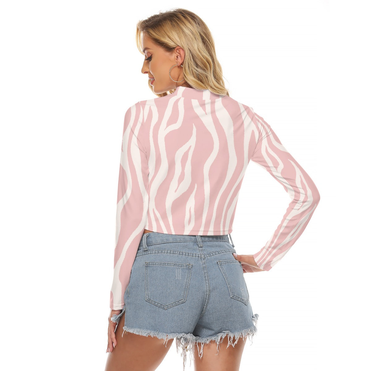 All-Over Print Women's Hollow Chest Keyhole Tight Crop Top