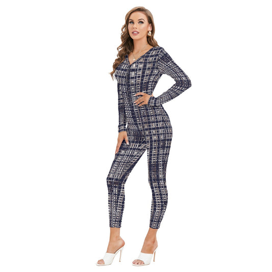 All-Over Print Women's Plunging Neck Jumpsuit