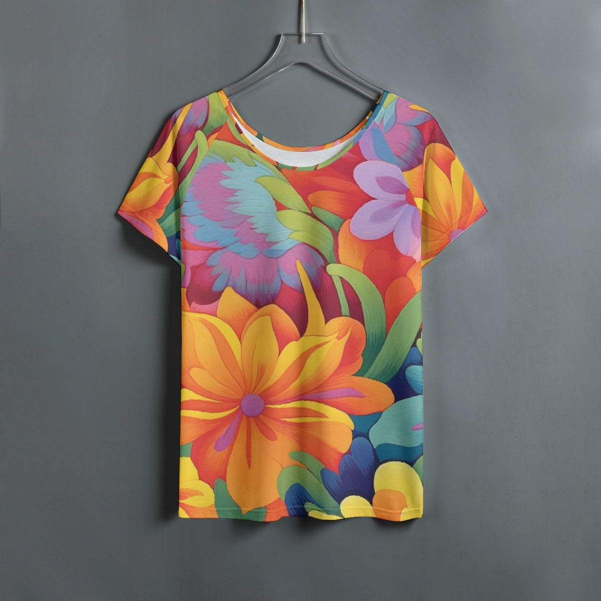 All-Over Print Women's Round Neck T-shirt With Raglan Sleeve