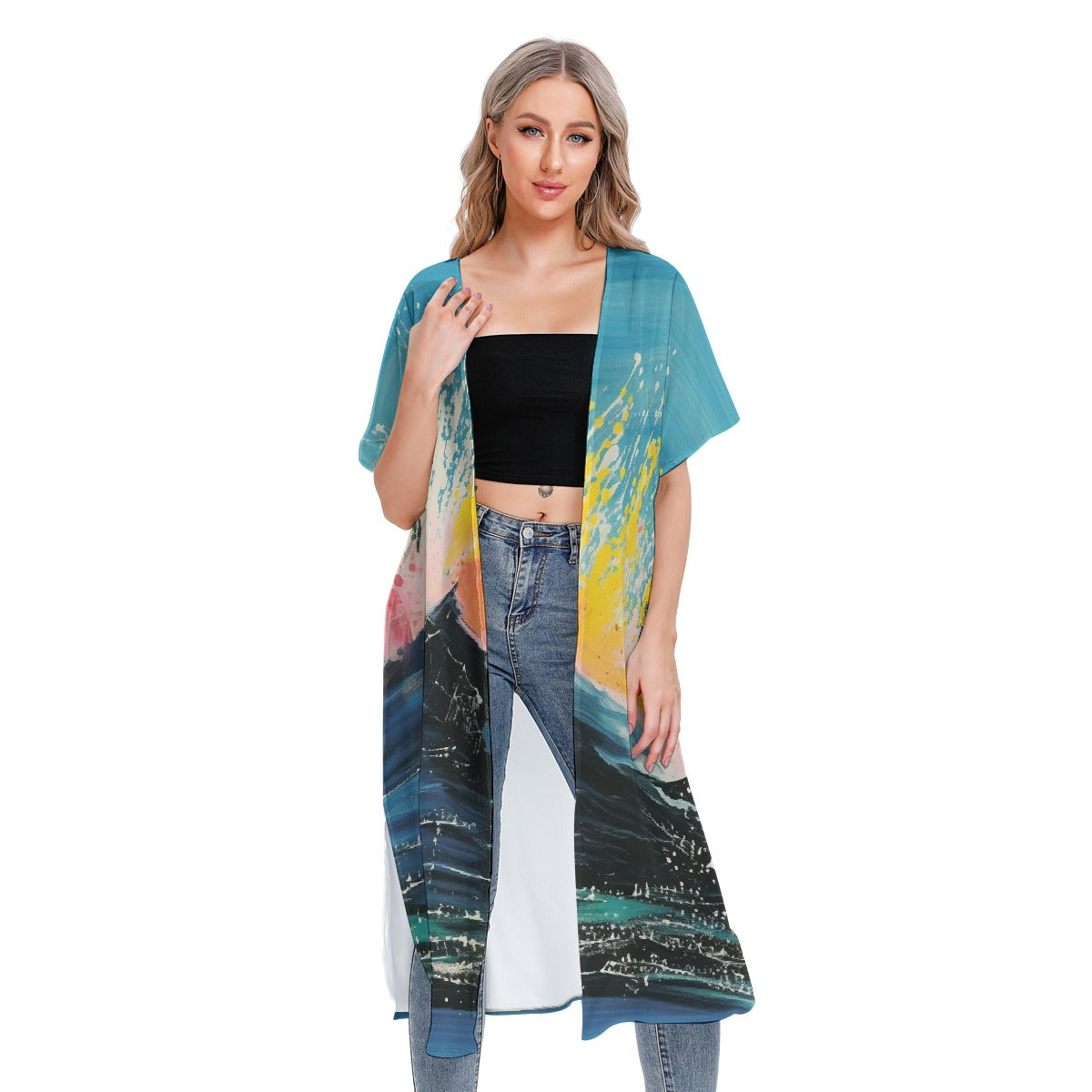 All-Over Print Women's Short Sleeve Cardigan
