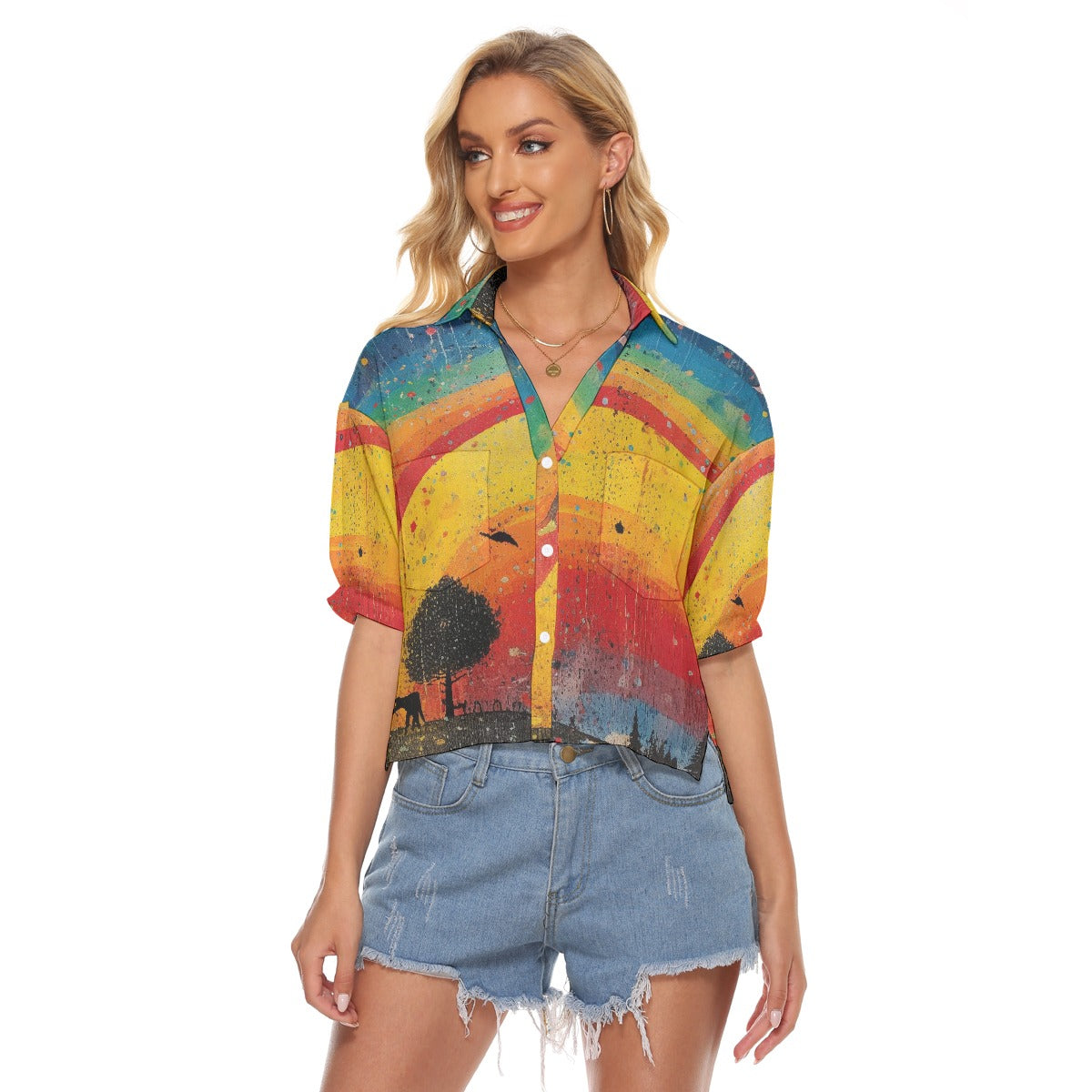 All-Over Print Women's V-neck Shirts
