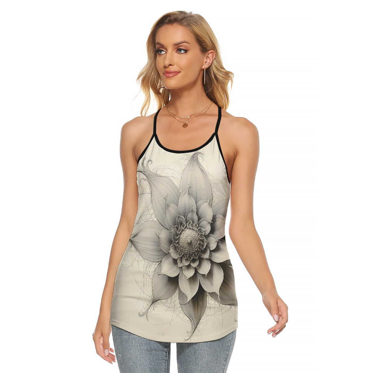All-Over Print Women's Criss-Cross Open Back Tank Top