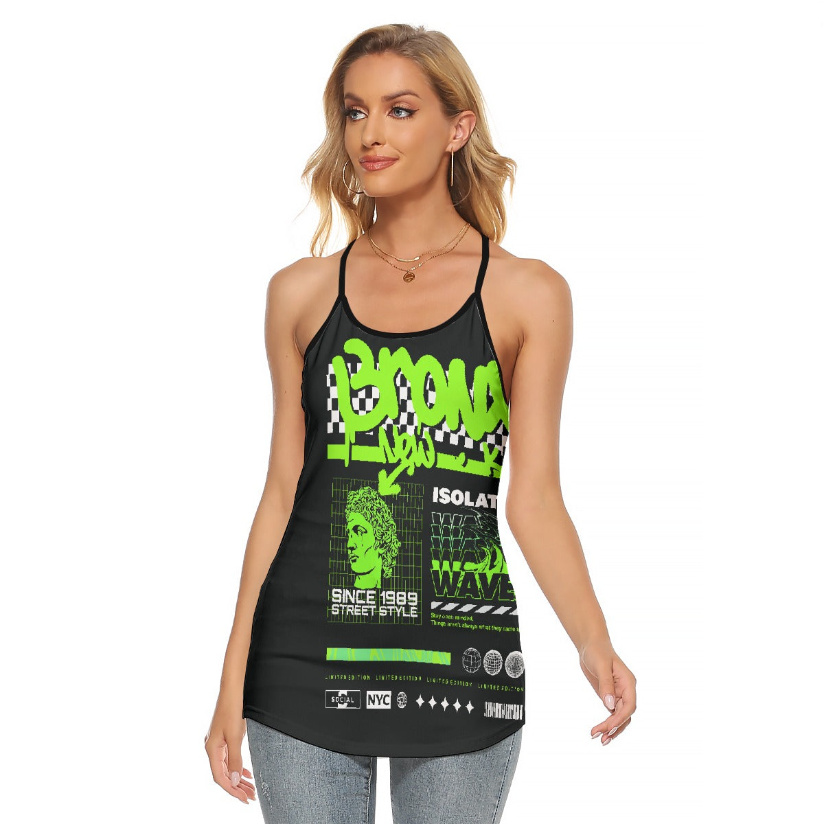 All-Over Print Women's Criss-Cross Open Back Tank Top