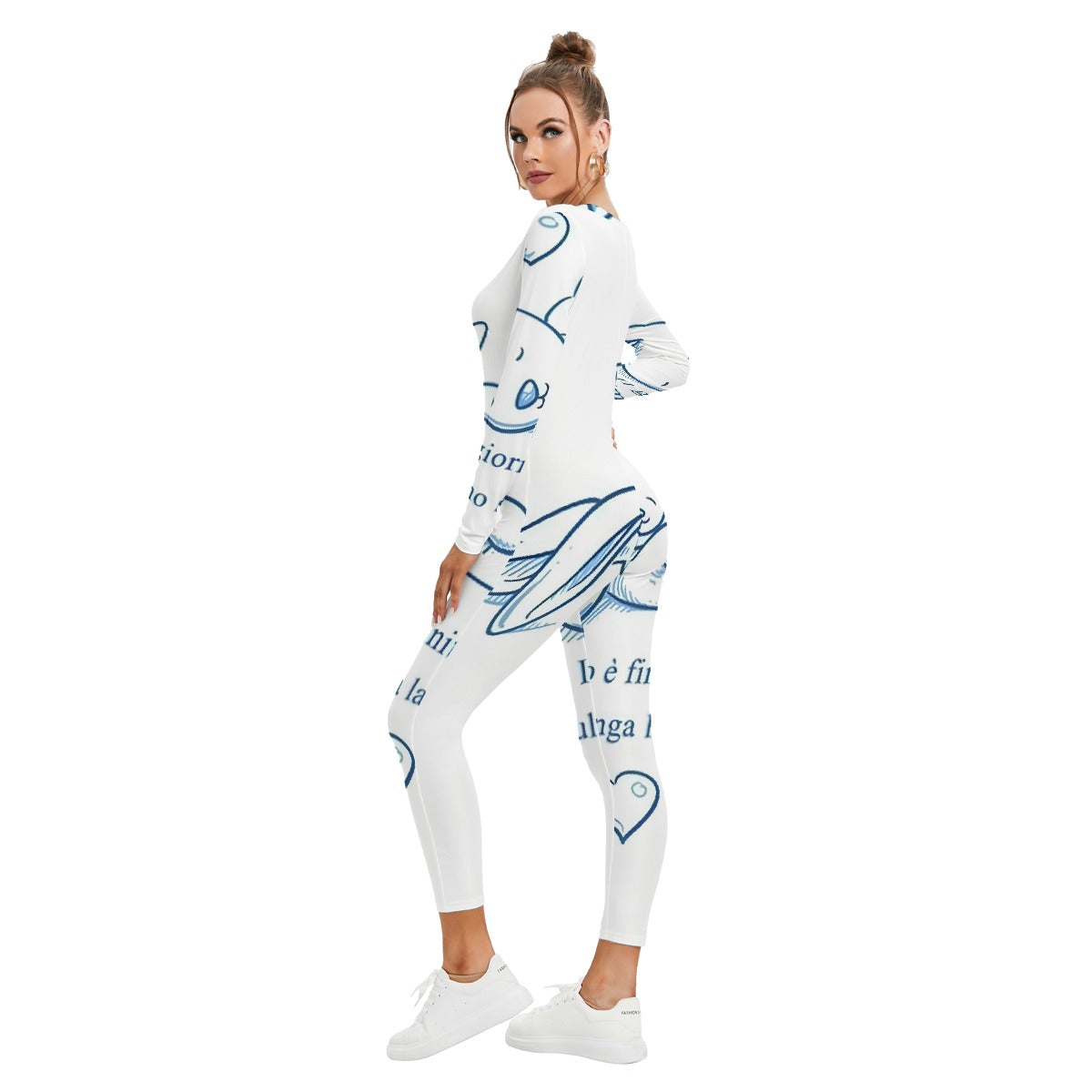 All-Over Print Women's Plunging Neck Jumpsuit