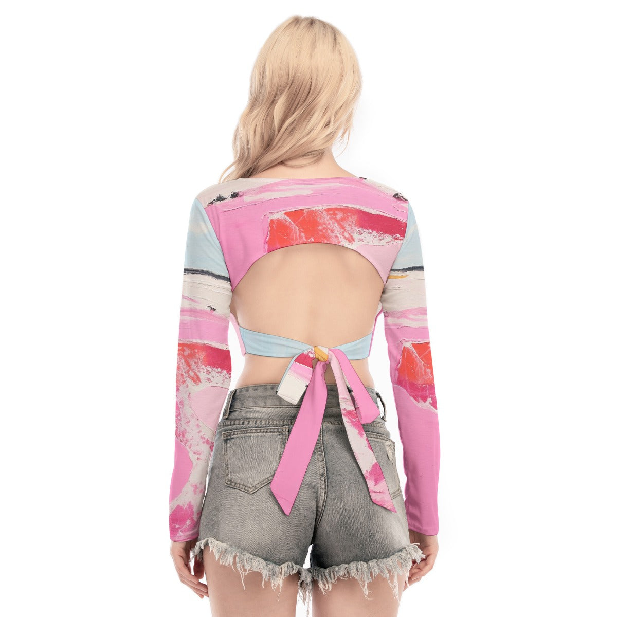 All-Over Print Women's Back Hollow T-shirt With Strap