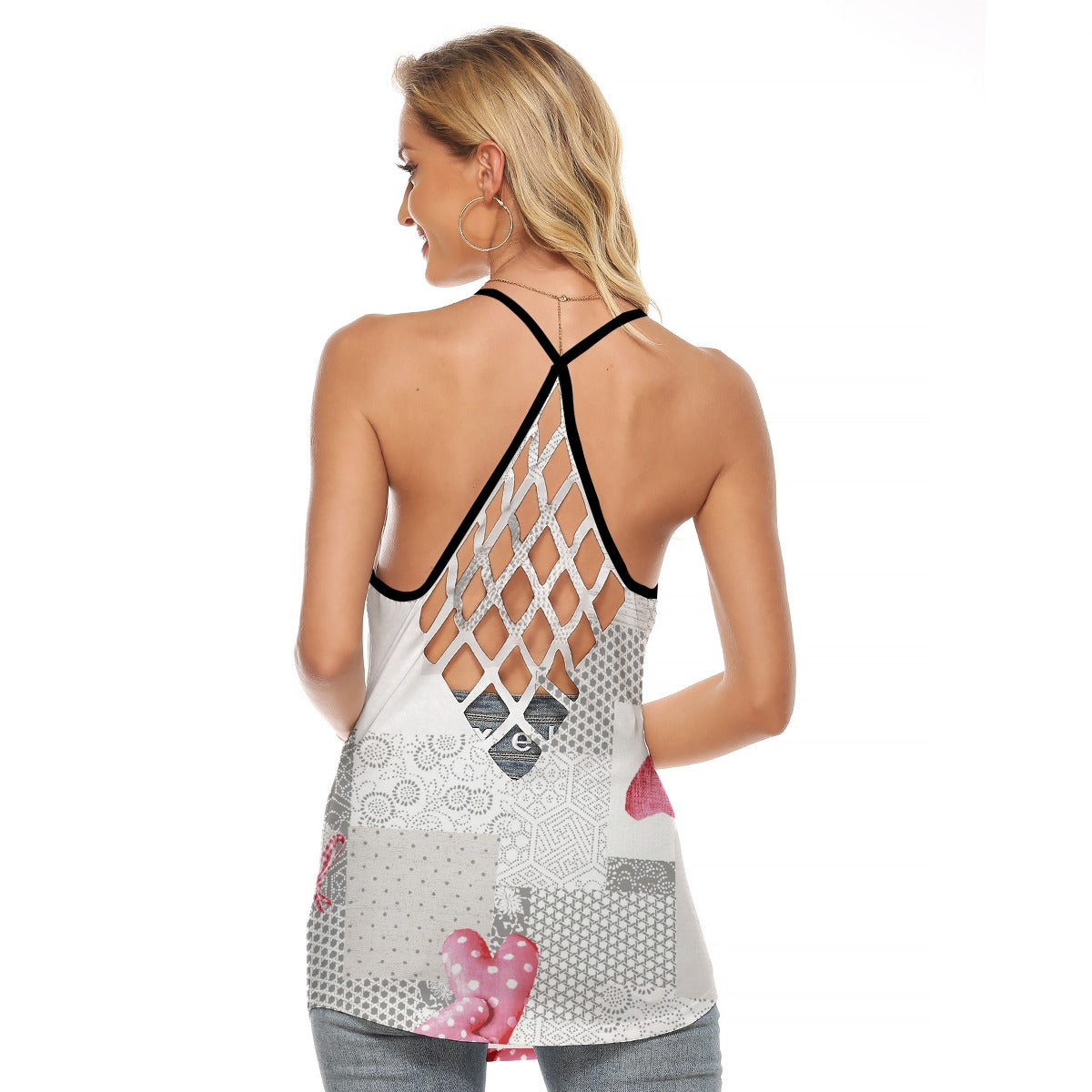 All-Over Print Women's Criss-Cross Open Back Tank Top