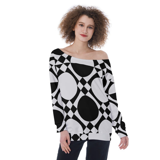 All-Over Print Oversized Women's Off-Shoulder Sweatshirt