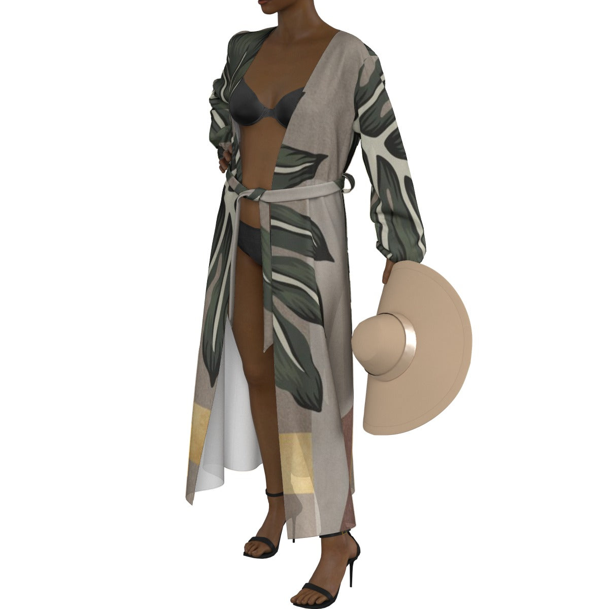 All-Over Print Women's Lace-up Chiffon Robe