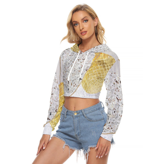 All-Over Print Women's Crop Top Hoodie|Velvet
