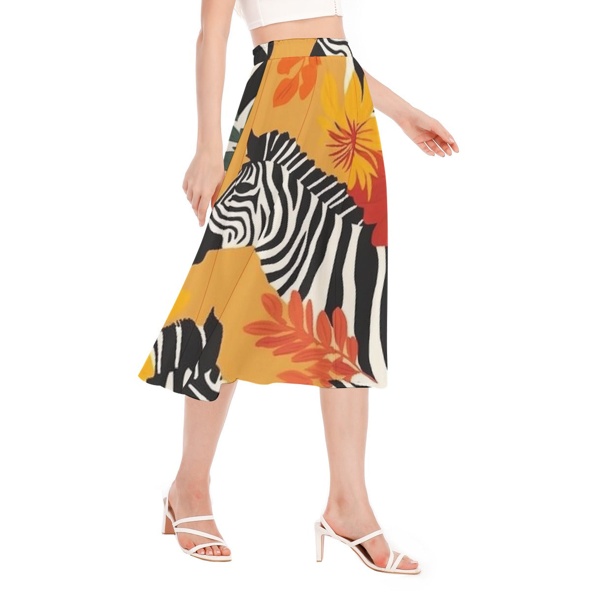 All-Over Print Women's Long Section Chiffon Skirt