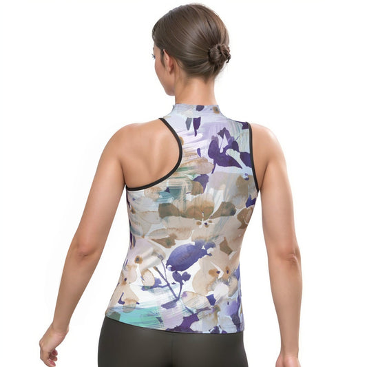 All-Over Print Women's Halter Sleeveless Asymmetrical Tank Top