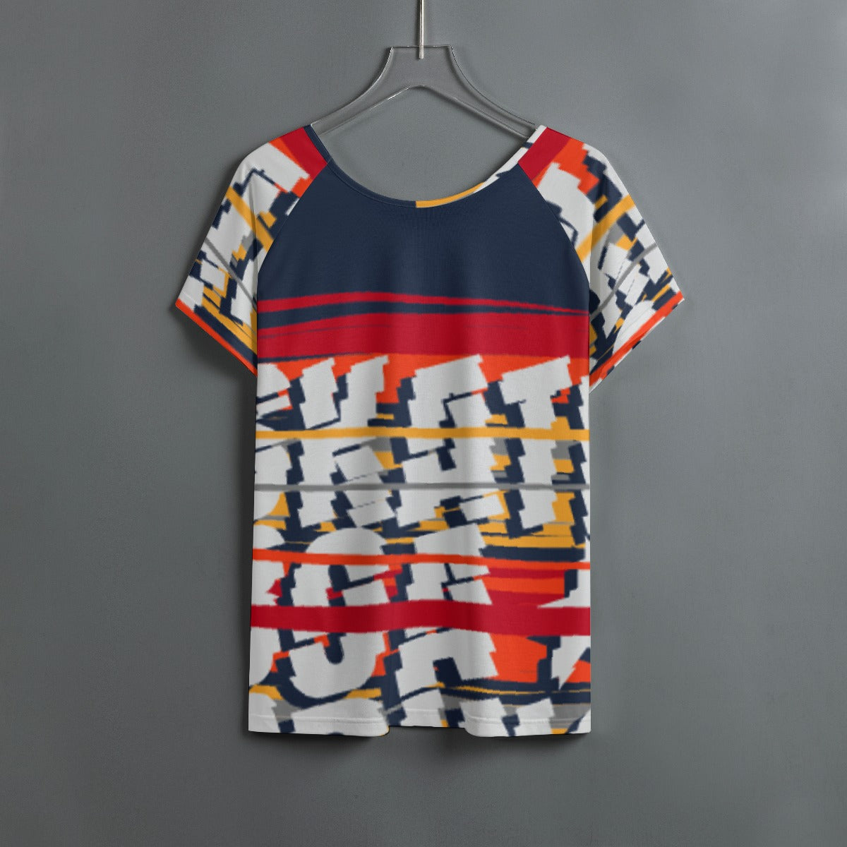 All-Over Print Women's Round Neck T-shirt With Raglan Sleeve