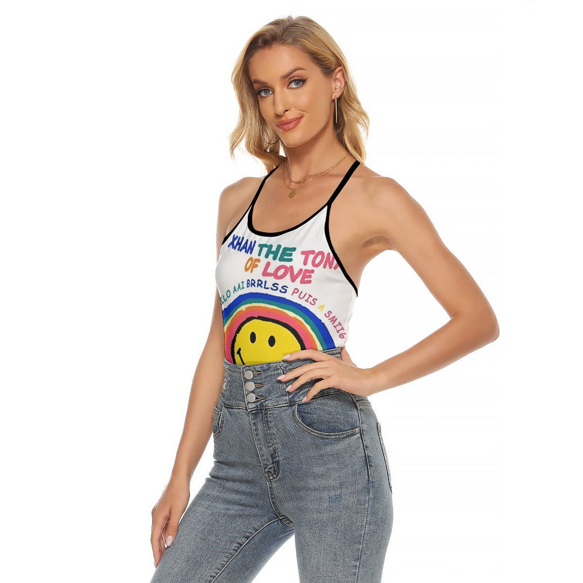 All-Over Print Women's Criss-Cross Open Back Tank Top