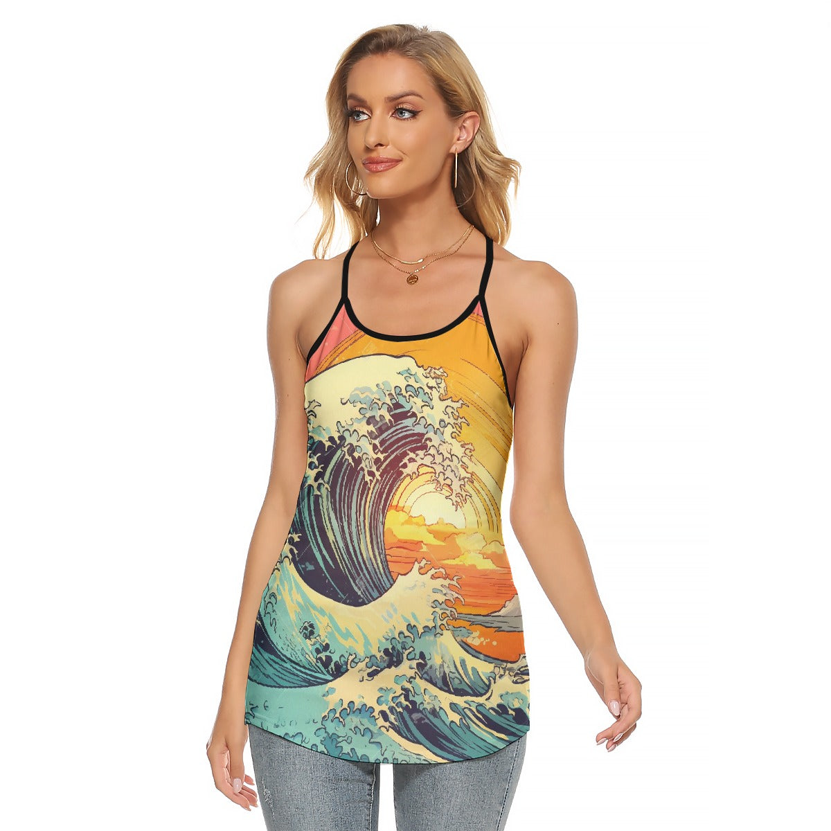 All-Over Print Women's Criss-Cross Open Back Tank Top