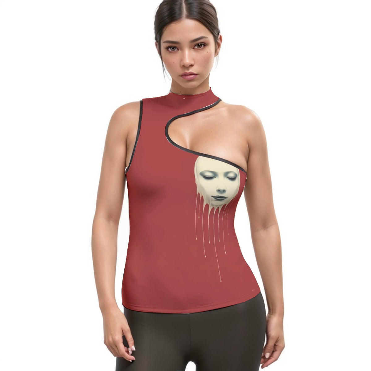 All-Over Print Women's Halter Sleeveless Asymmetrical Tank Top