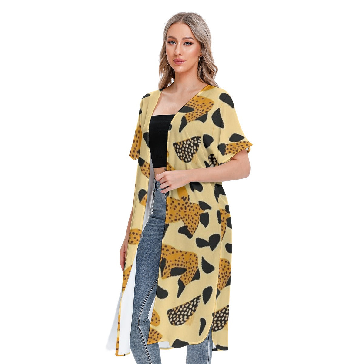 All-Over Print Women's Short Sleeve Cardigan