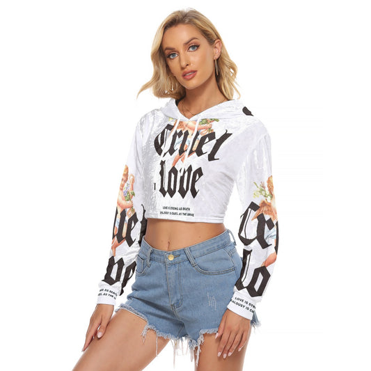 All-Over Print Women's Crop Top Hoodie|Velvet