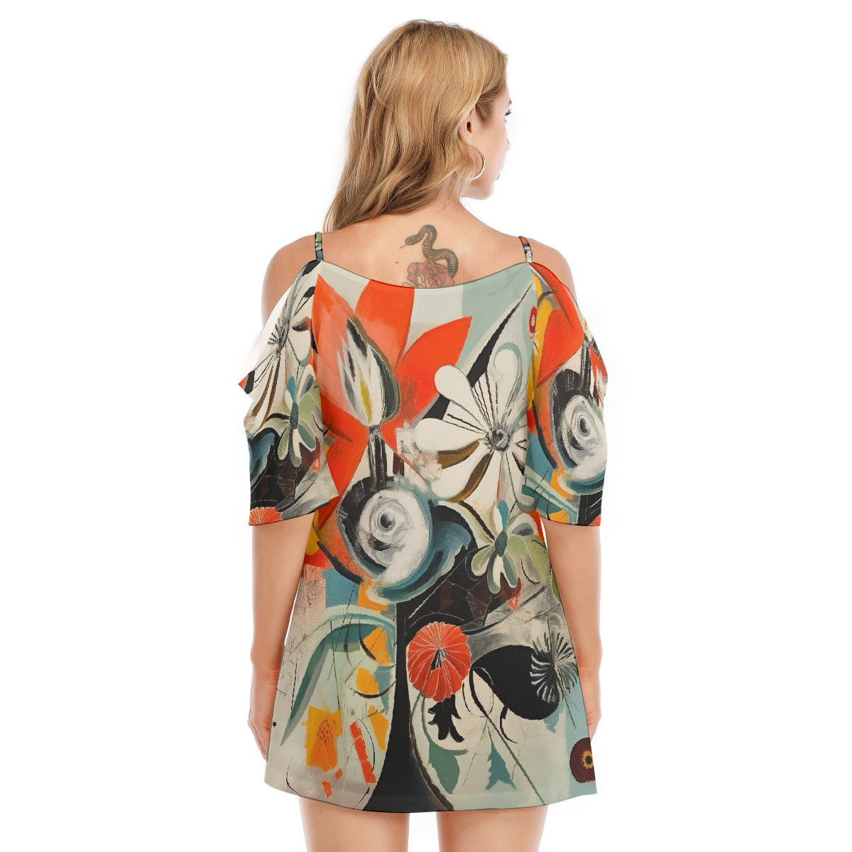 All-Over Print Women's Off-shoulder Cami Dress