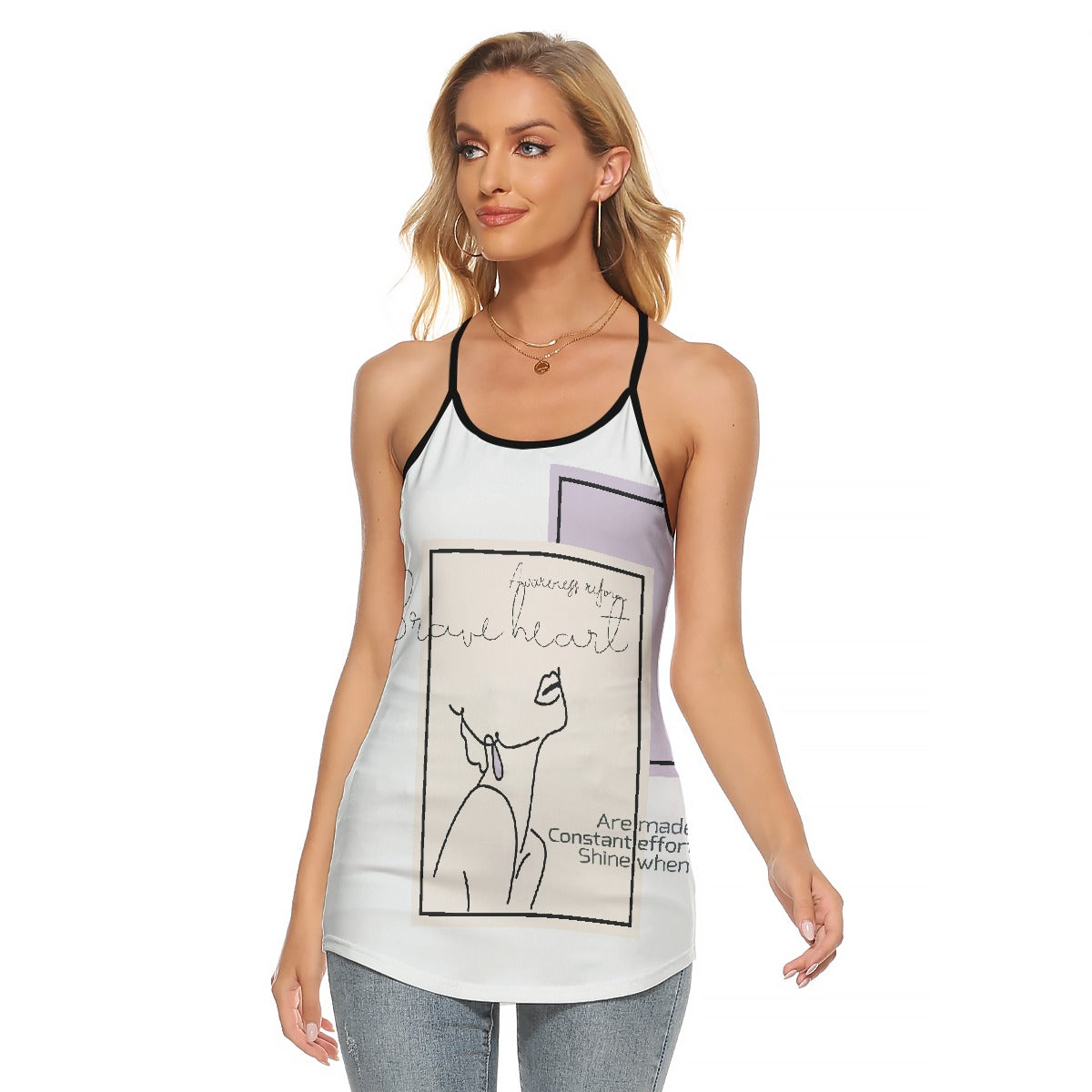 All-Over Print Women's Criss-Cross Open Back Tank Top