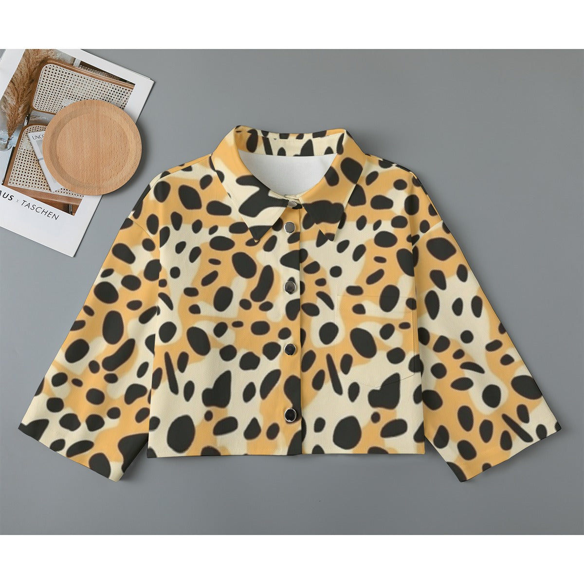 All-Over Print Women's Cropped Jacket | 245GSM Cotton