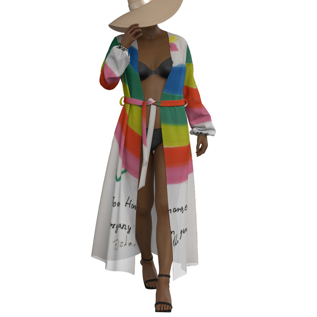 All-Over Print Women's Lace-up Chiffon Robe