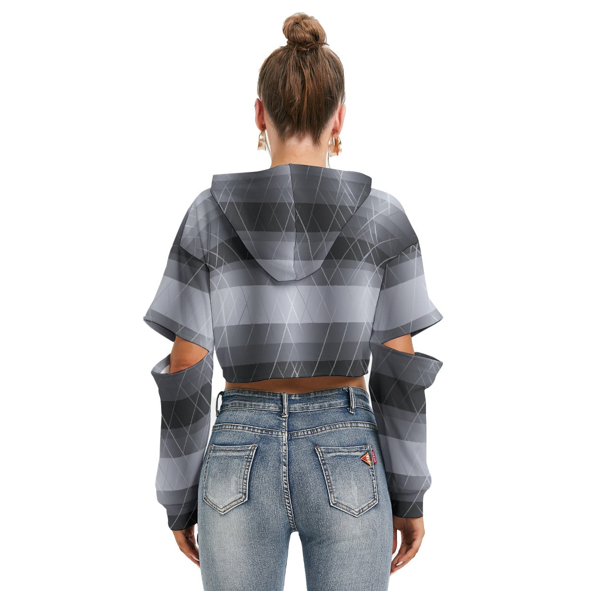All-Over Print Women's Heavy Fleece Hoodie With Hollow Out Sleeve