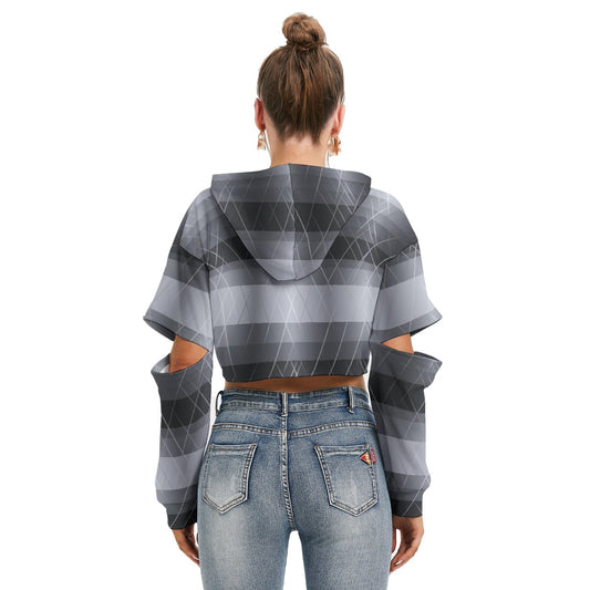 All-Over Print Women's Heavy Fleece Hoodie With Hollow Out Sleeve