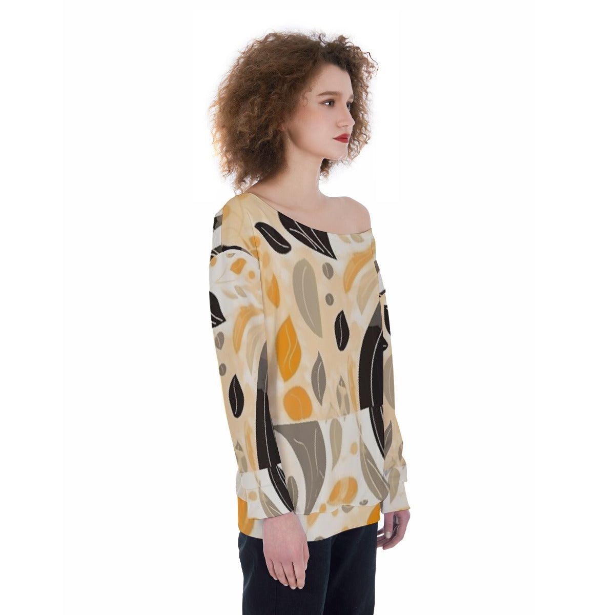 All-Over Print Oversized Women's Off-Shoulder Sweatshirt
