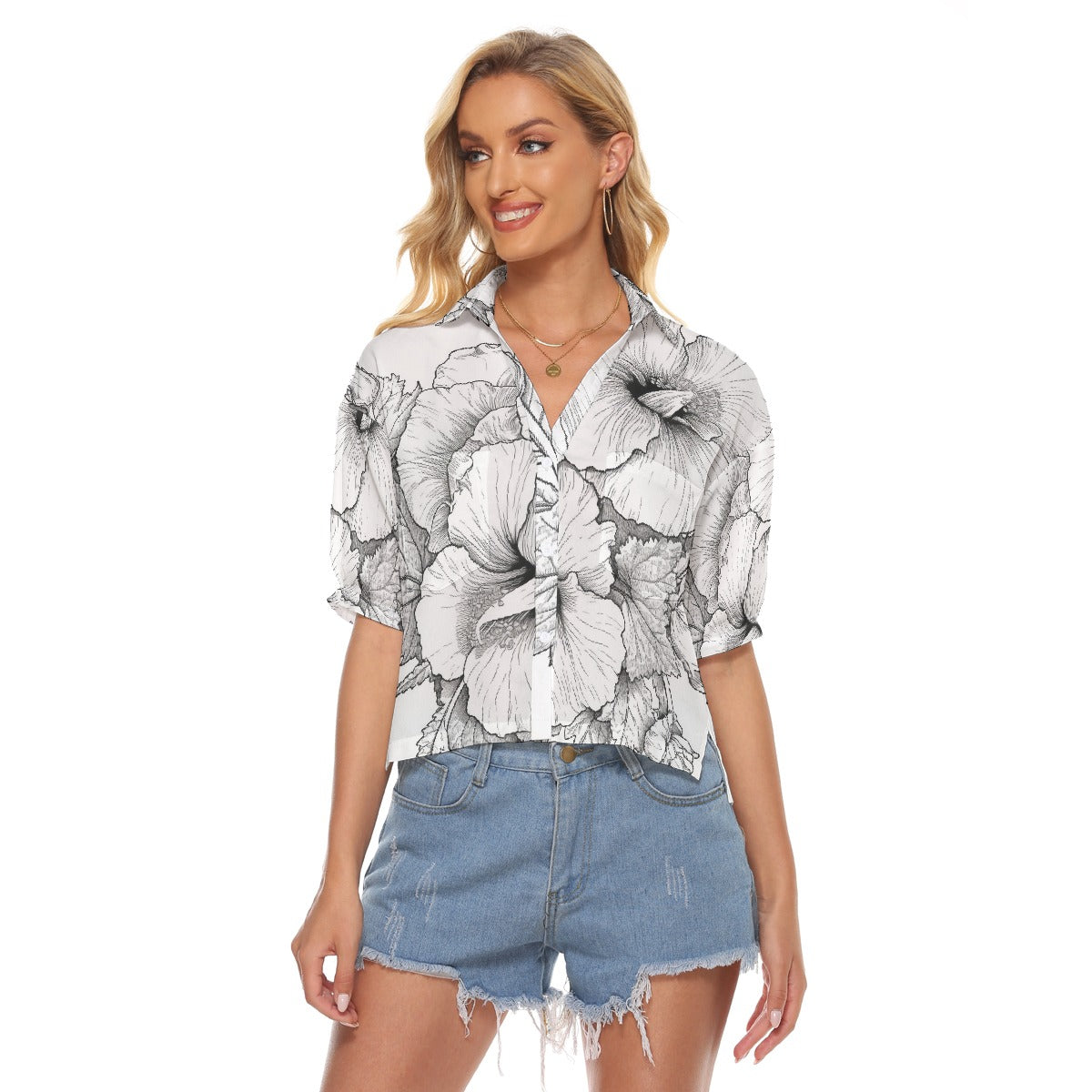 All-Over Print Women's V-neck Shirts