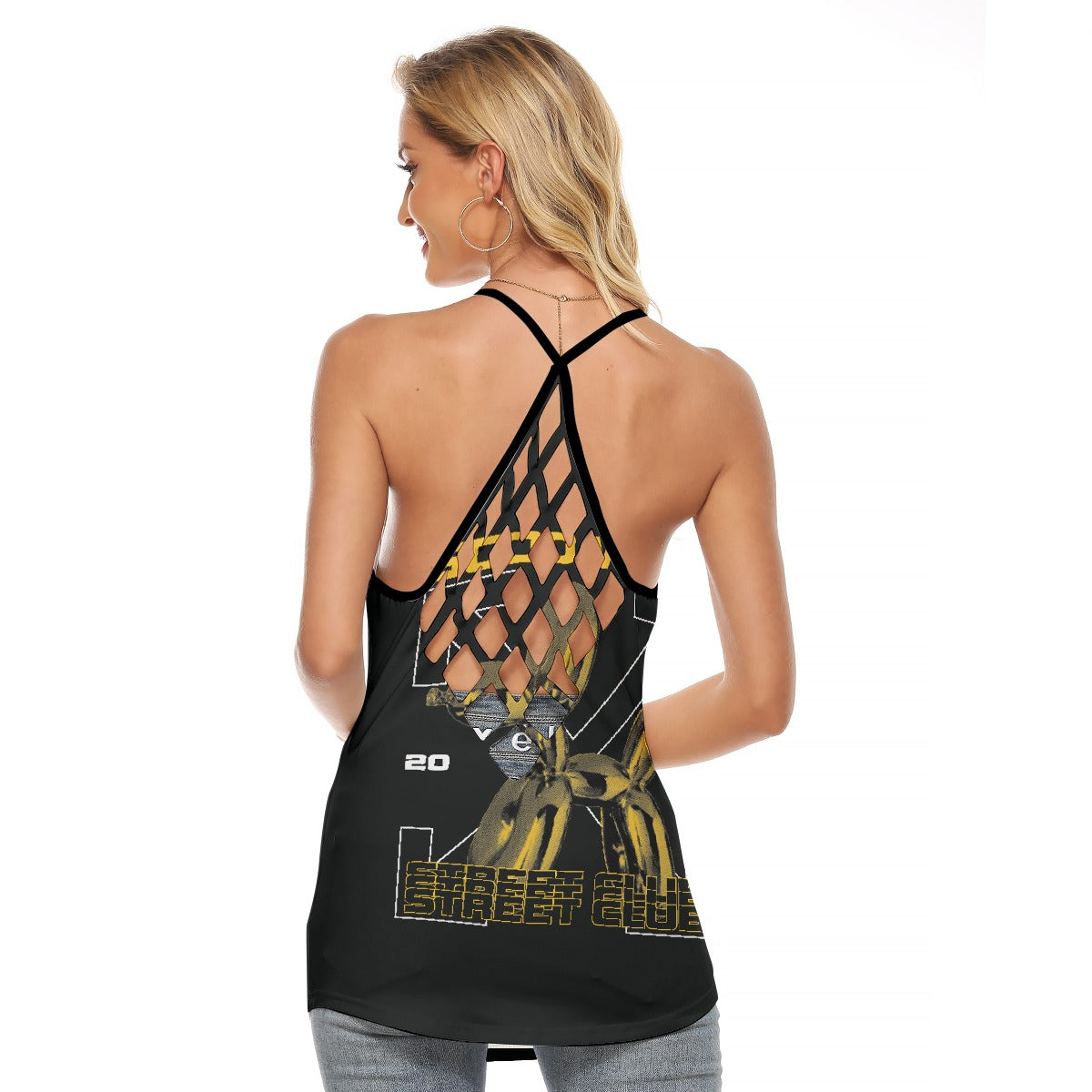 All-Over Print Women's Criss-Cross Open Back Tank Top